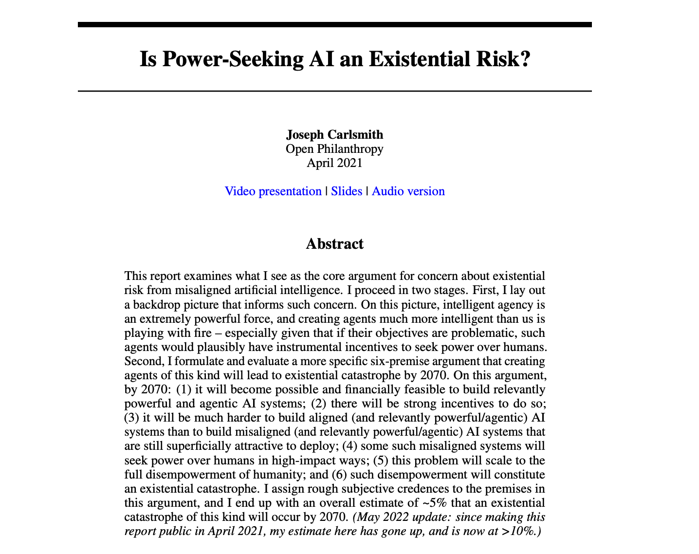 Is Powerseeking AI an Existential Risk?